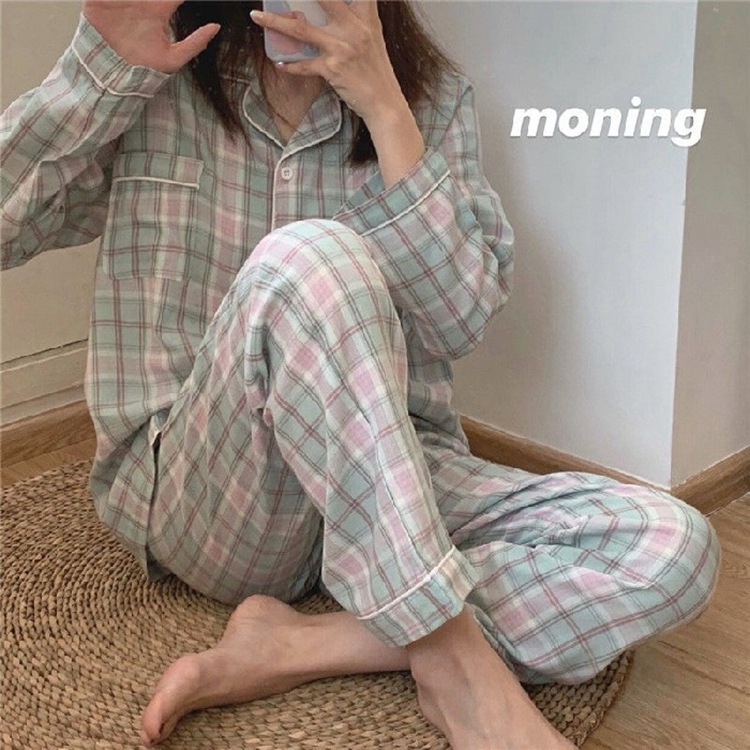 더블 롱 - 파스텔 그린 체크