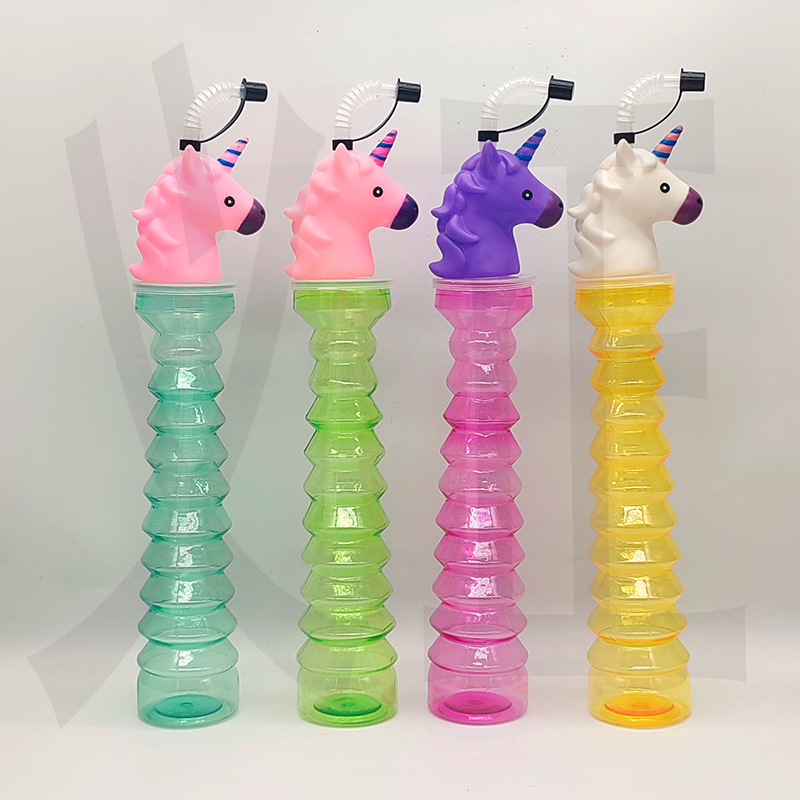 Venta caliente de comercio exterior fabricante spot PET taza de árbol de coco taza de pajita de plástico botella de jugo desechable forma personalizada árbol de coco