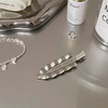 Fashionable silver wavy metal hairgrip, bangs, hair accessory, 2023