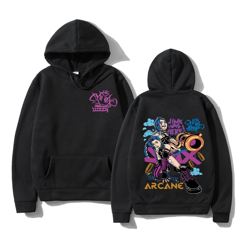 Arcane Jinx Hoodie Fashion Men Harajuku Anime Rabbit Monkey