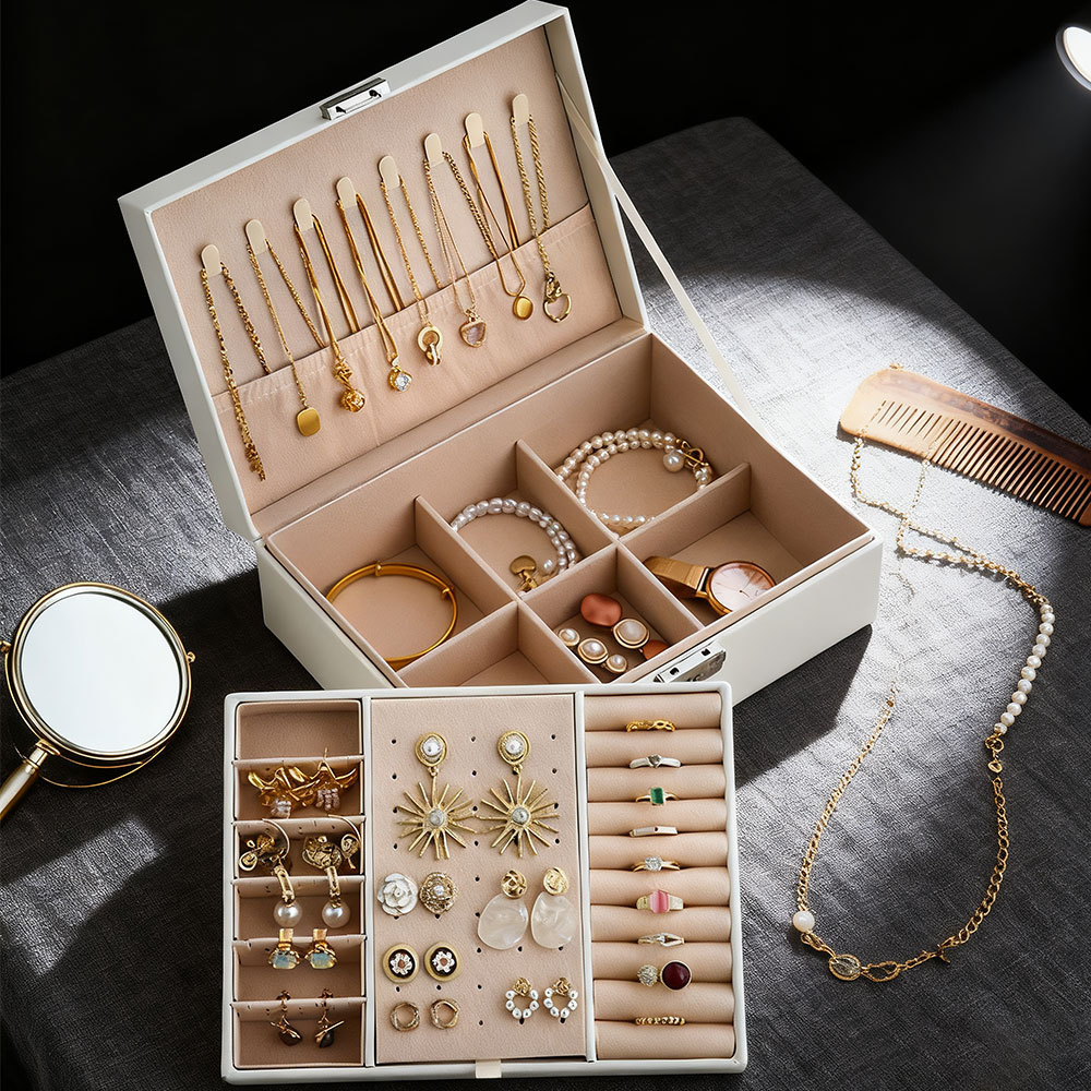 High-End Jewelry Box Storage Box for Rings, Earrings, Necklaces, Bracelets, Watches, Large-Capacity New Jewelry Packaging Box