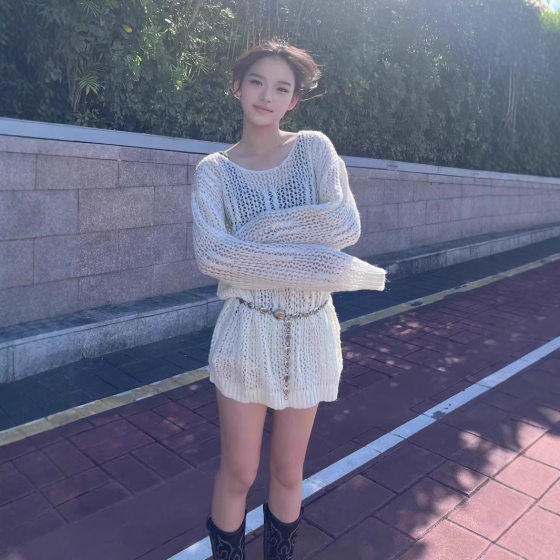 Linen Thin Early Spring White Hollow Knit Sweater 2025 New Summer Loose Outer Wear Lazy Style Top Blouse