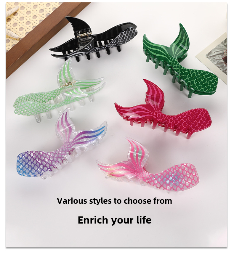 Acetic acid hairpin high texture fish tail adult female shark hair accessories wash clip hairpin_voghion.com
