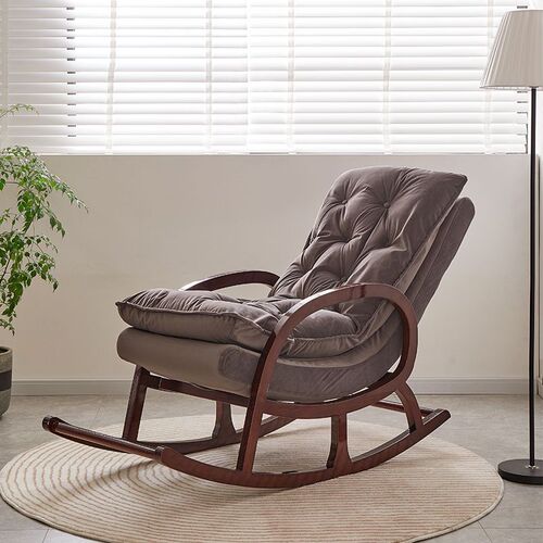 w!Solid wood rocking chair for adults, imperial concubine, grand master, lounge chair, walnut color, lazy elderly person, balcony, leisure and leisure rocking chair sand