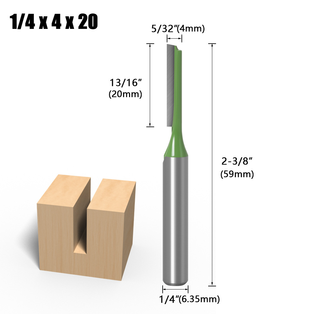 Cuchilla ranurada dos en uno con mango de 1/4 y 6 vástago Cuchilla ranurada recta de un solo filo y doble filo Cuchilla ranuradora de corte Fresa para carpintería