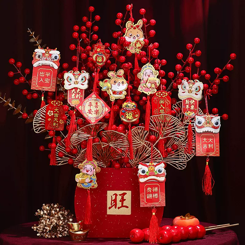 2025蛇年新年装饰品过年春节挂件家用氛围场景布置盆景树上小挂饰