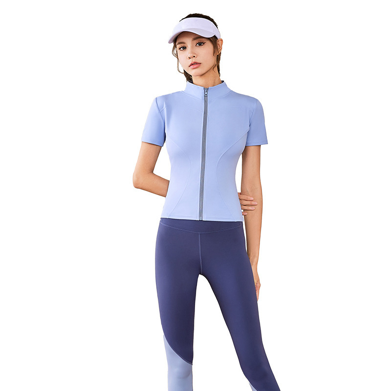 Juyitang, ropa de yoga de alta elasticidad, chaqueta ajustada para correr, top deportivo de fitness desnudo, top de manga corta para mujer