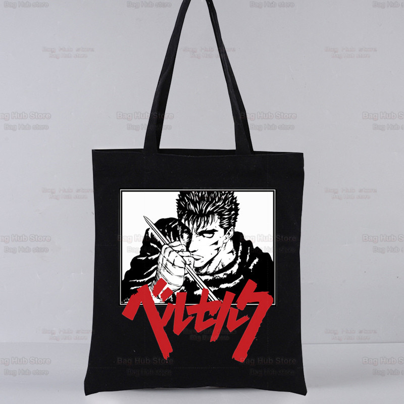 Berserk agallas espada estilo leyenda impreso bolsa de lona Harajuku bolso de hombro de moda bolsa de compras portátil AliExpress