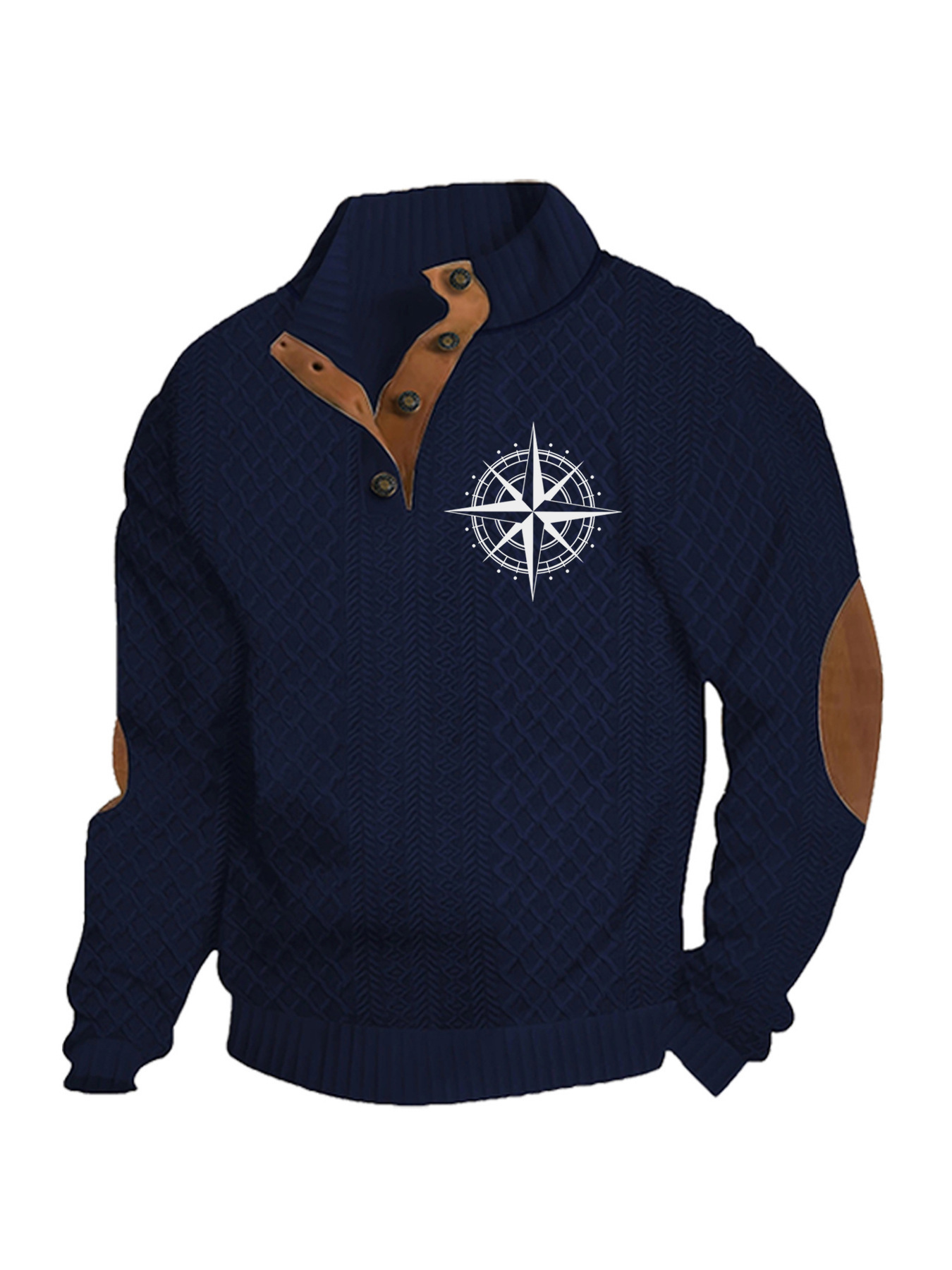 Transfronterizos Amazon otoño invierno caliente tamaño europeo para hombres al aire libre imitación de cuello de manga larga impresa hoodie de tres botones