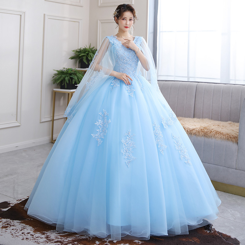 Vestido de novia de color Reunión Anual anfitrión rendimiento estudiante vocal solo arte examen ropa pettiskirt vestido de noche largo femenino image 11