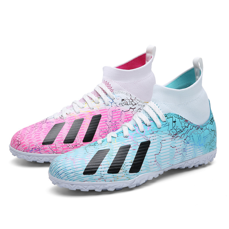 Fabricante más tamaño zapatos de fútbol de los hombres de alta superior artificial hierba rota uñas Pato Mandarín zapatos adolescentes estudiantes transpirable zapatos de entrenamiento