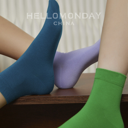 80838 Colorful socks for women summer thin solid color boneless simple breathable student ins trend mid-calf socks for women