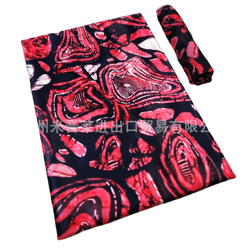 4码+2码色丁套装数码印花柔滑服装面料 时尚女裙布料可混批