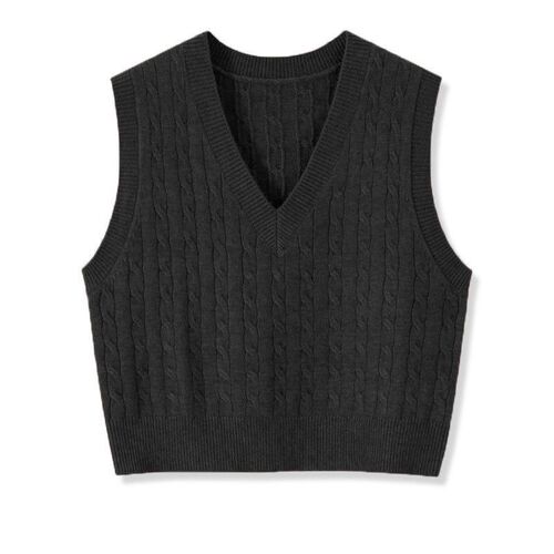 Women's Spring and Autumn Korean Style Short Sleeve V-Neck Knit Cardigan, Solid Color Crochet Overshirt for Layering, New Style Women's Tank Top