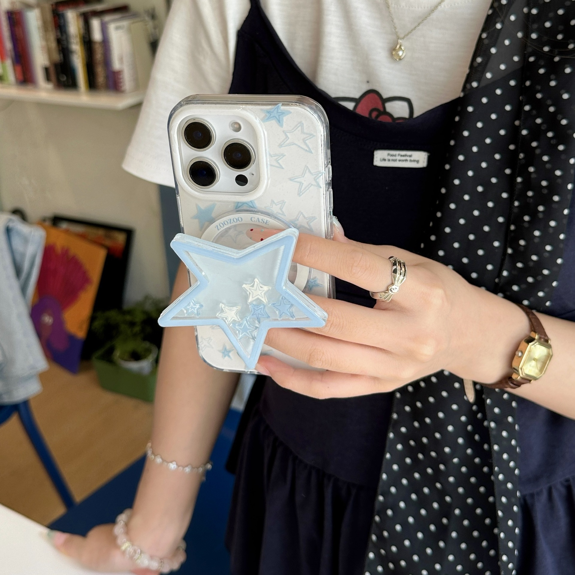 Graffiti estrella azul para Apple 16ProMax funda para teléfono móvil 15Pro atracción magnética 14/13 pareja 15PM nuevo