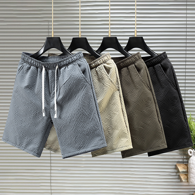 Men's Ice Silk Quick-Dry Running Beach Shorts 5 Inch Breathable Non-Slip Pockets Drawstring Waist Straight Cut 4 Colors_voghion.com