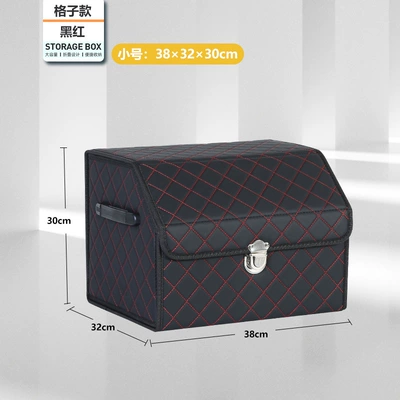 trunk storage storage box: Car storage bag/box - black-and-red-plaid-trumpet
