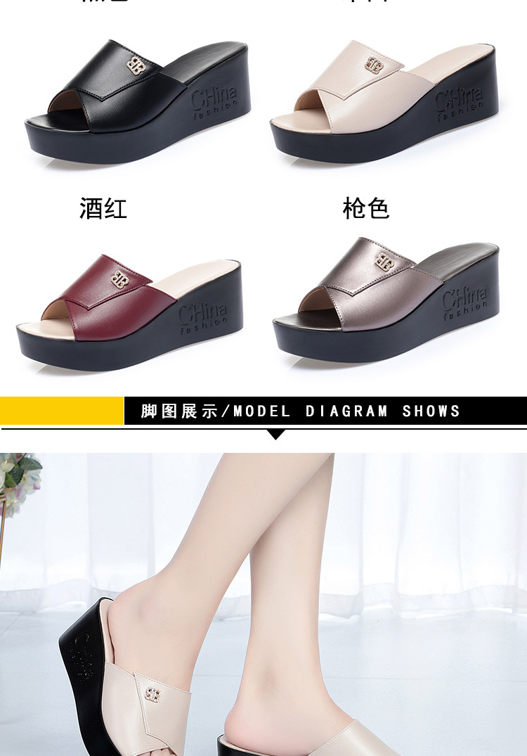 Dép sandal nữ da thật đế xuồng bệt mẫu mới — Đỏ rượu chi tiết 7
