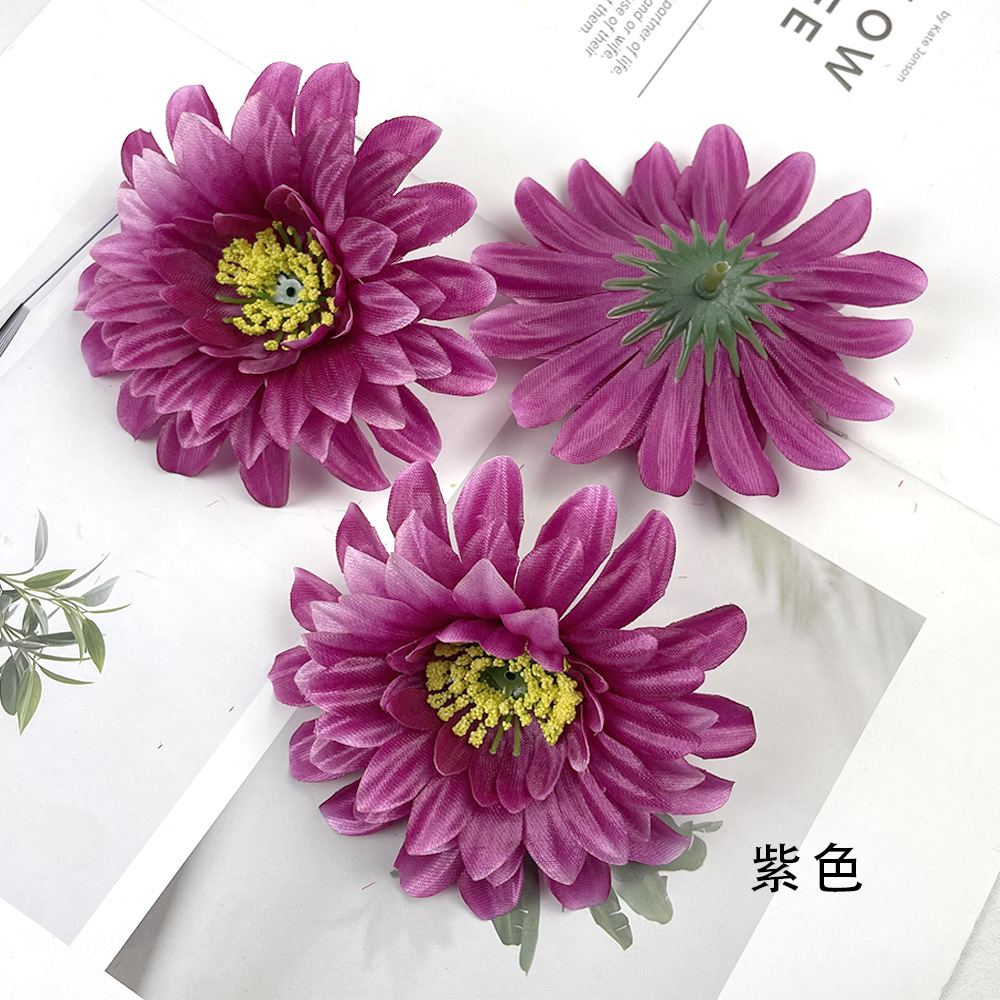 Flores de gerbera brillante DIY pinzas de flores cabeza de flores de fabricación de ropa minoritaria material de decoración de pared