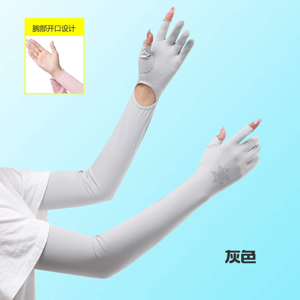 Protección solar manga de hielo verano de las mujeres protección uv brazo guardia conducción correr ciclismo al aire libre ligero transpirable dedo guantes de fuga