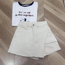 不规则黑色牛仔裙半身裙女春夏2025新款A字裙裤裙高腰短裙包臀裙