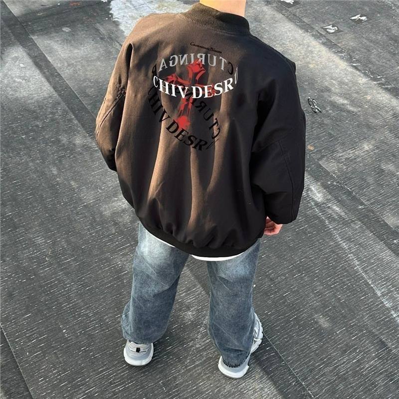 American-Style Baseball Jacket Cotton Coat for Men, Winter Thickened Warm Cotton Jacket, Men's Autumn and Winter Workwear Pilot Jacket