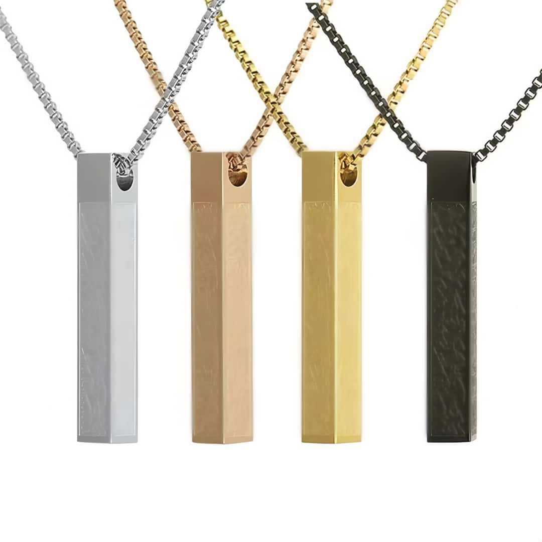 Cross-border New Stainless Steel Hip-hop Necklace Men's Cold Style Rectangular Three-dimensional Couple Pendant Arabian Necklace