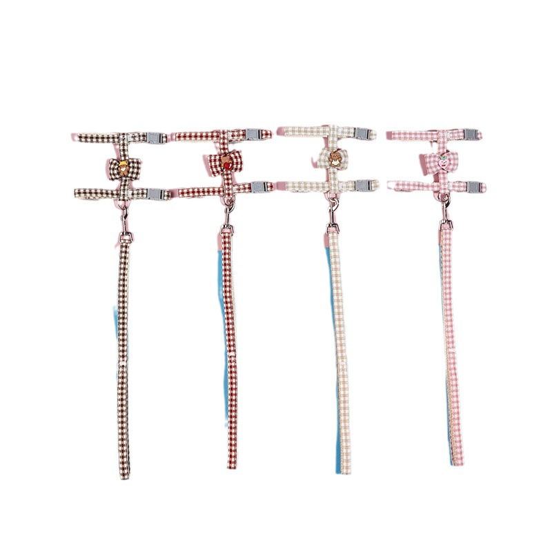 Cross-border ajustable mascota gato Plaid muñeca traje de cuerda de tracción perro pequeño perro cuerda en forma de I correa para el pecho