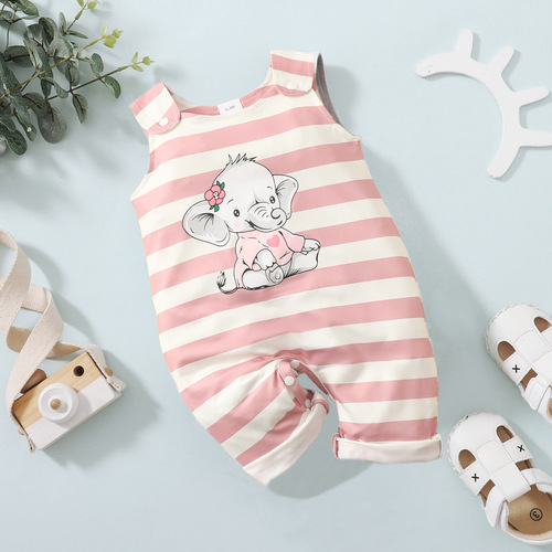 Baby Romper Cross-border Sleeveless Long Crawling Suit Infant Elephant Onesie Newborn Vest Long Leg Jumpsuit