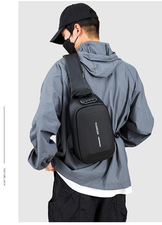 2024 Spring Sports chest backpacks, cross-border wholesale USB charging port bags, men's crossbody bags, fashionable single-shoulder bags undefined