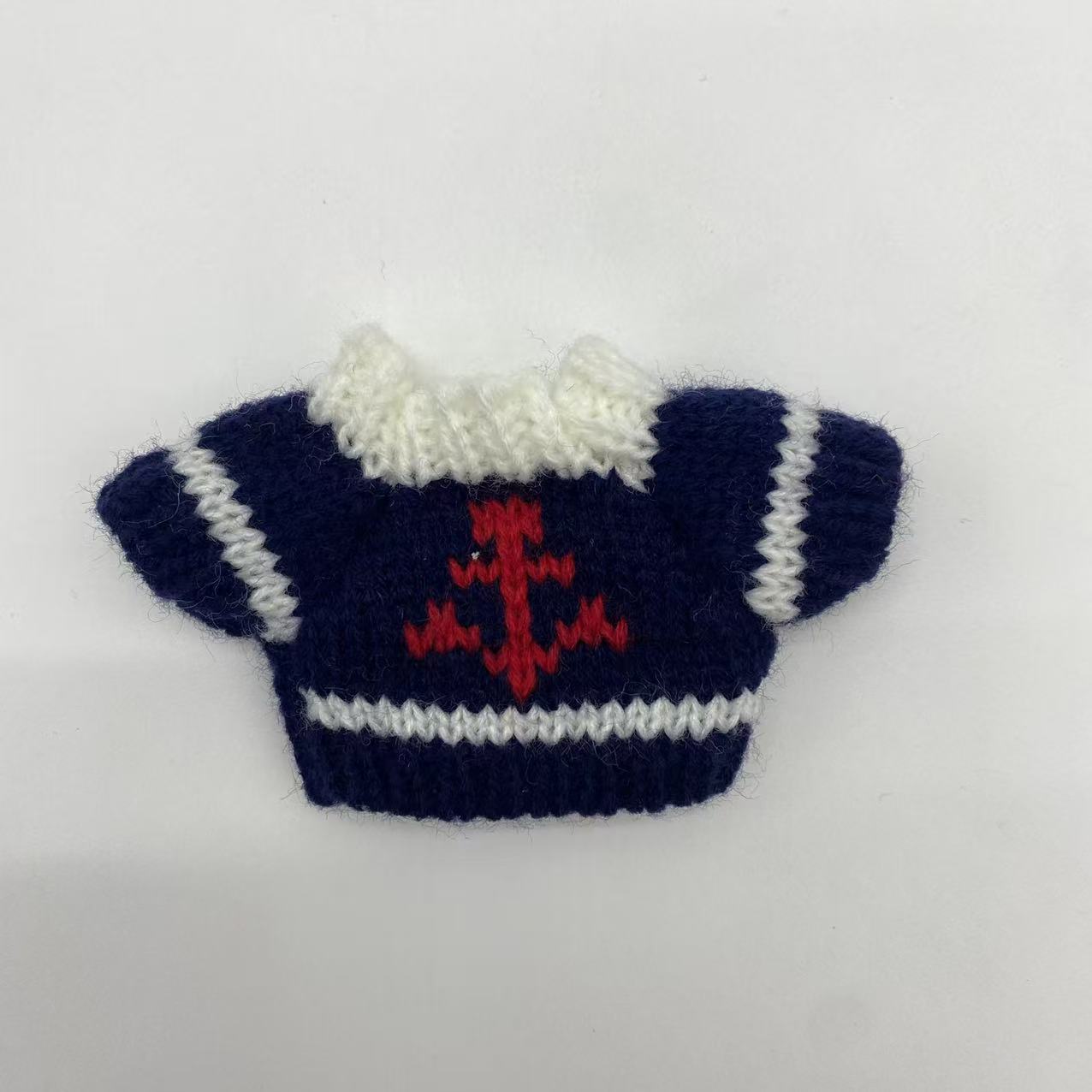 Tibetan blue sweater red label white -collar