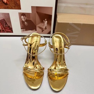 ZA2024 summer and spring new women's shoes fashion buckle with decorative sandals outdoor high-end women's shoes with buckle cool women's heel shoes