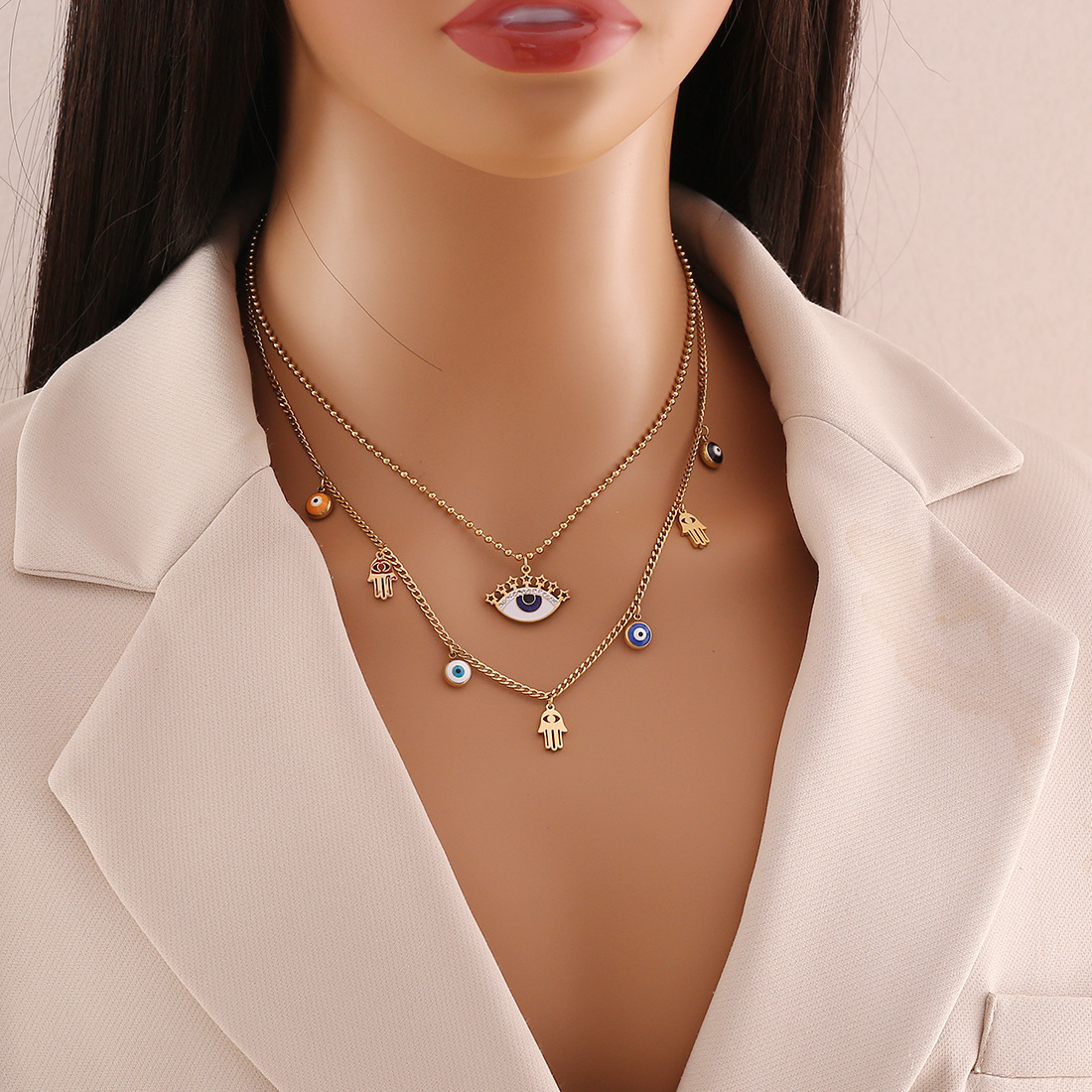 Designer Pendant Necklace Retro Double Layer Chain For Women_voghion.com