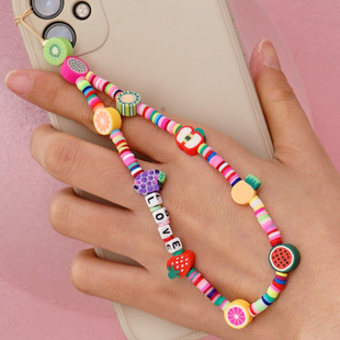 Fashion Antilost Acrylic LOVE Letter Short Rainbow Crystal Mobile Phone Chainpicture14