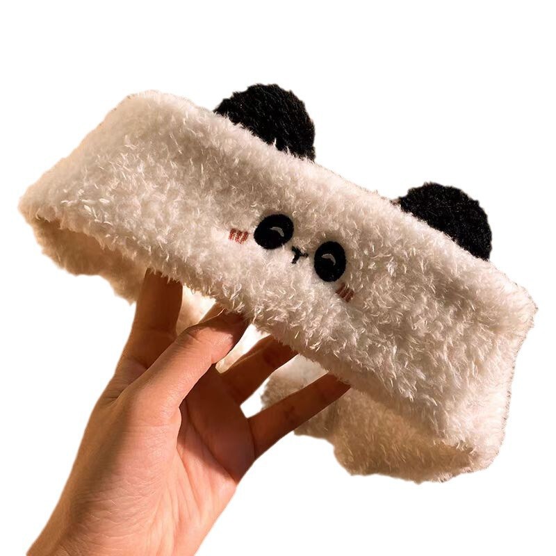 かわいいパンダの耳の毛の束の女性のマスクをつけて顔を洗う専用のカチューシャはマジックテープの髪飾りを調節することができます。|undefined