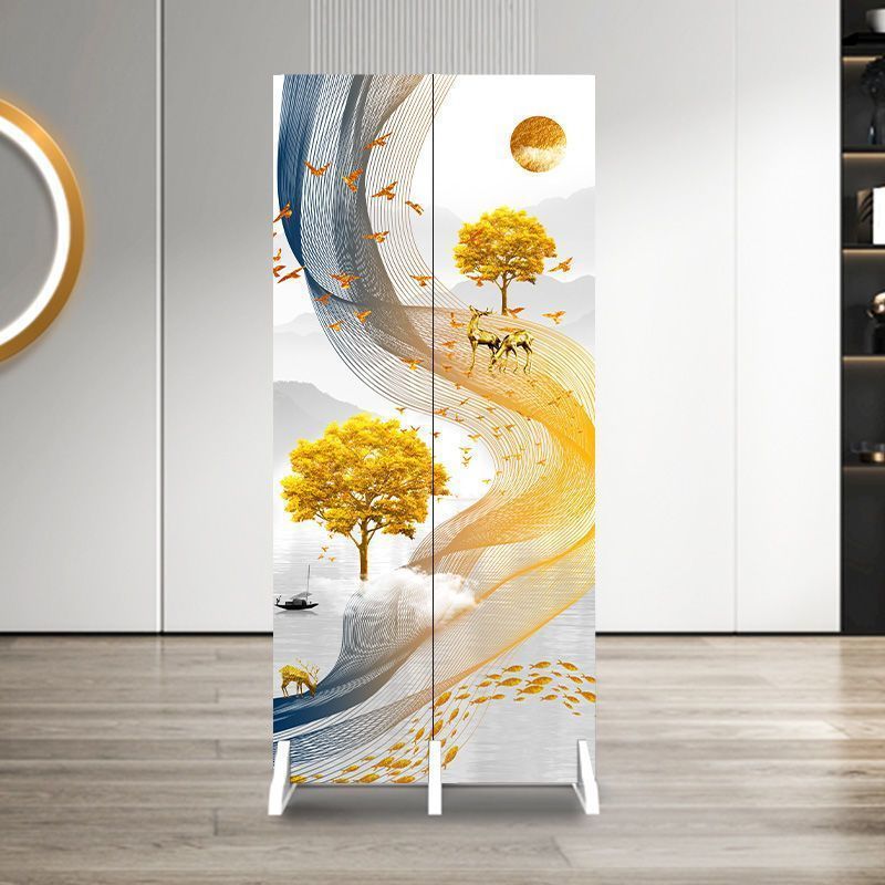 Simple Screen Partition for Living Room to Block Entrance, Facing Door, Room, Bedroom, Foldable Mobile Living Room, Office Entrance