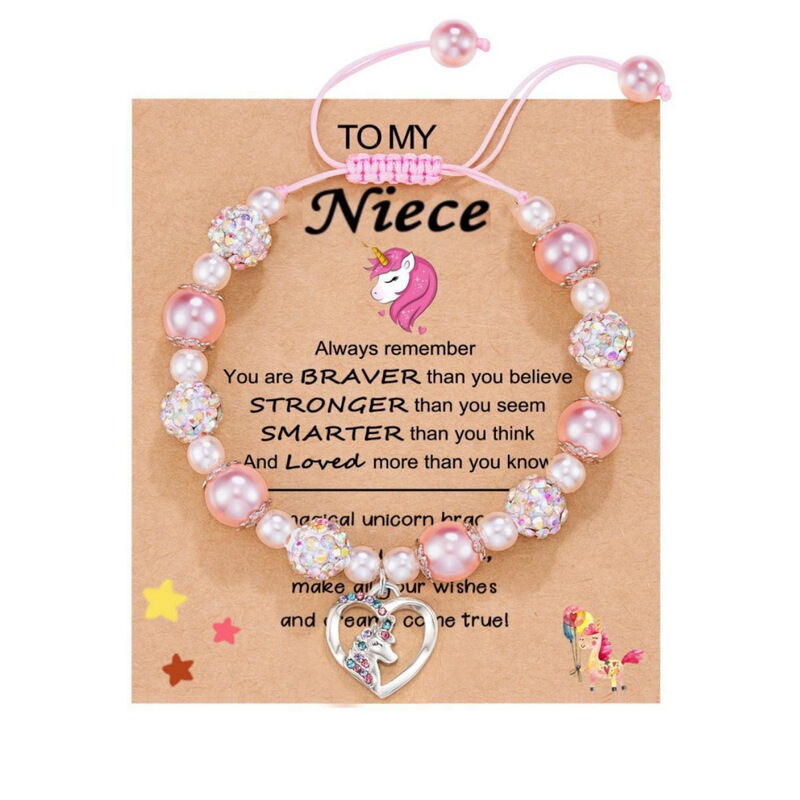 Cross-border Hot Shambhala Pink Pearl Woven Bracelet Diamond-encrusted Alloy Love Unicorn Pendant Bracelet