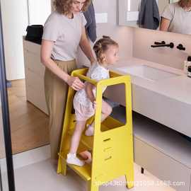 蒙氏学习塔可折叠宝宝洗手踩脚凳儿童洗漱台实木可调节扶手凳