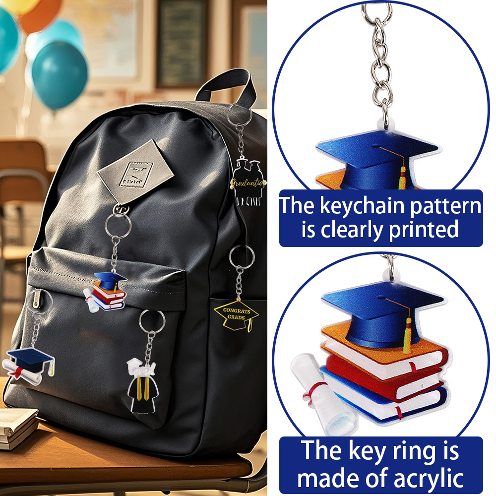 Temporada de graduación llavero colgante acrílico sombrero de doctorado ropa de soltero bolso colgante jardín de infantes regalo de graduación de la escuela primaria
