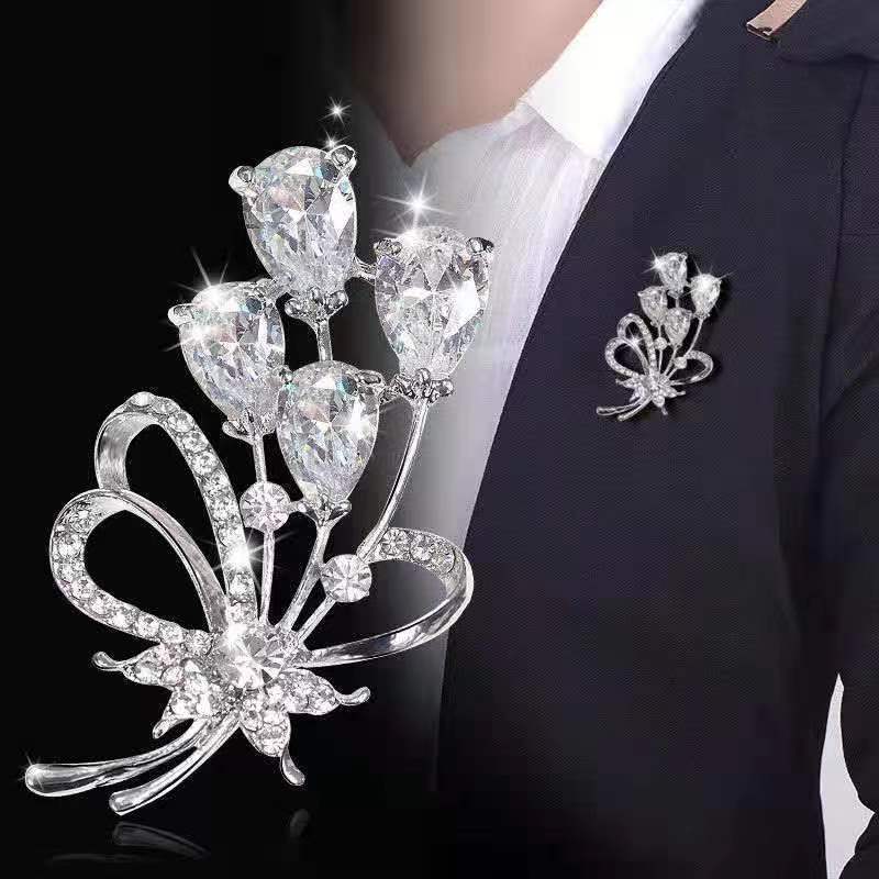 新商品の高級ブローチの軽い豪華なスーツのコートの胸の花、日韓の気質のピンの大気の百合の精巧な個性の装飾|undefined