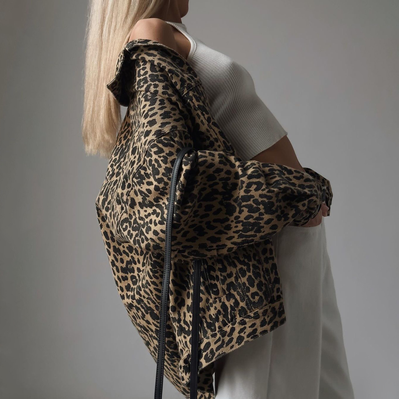 Loose Fit Type Women's Streetwear Leopard Single Breasted Coat Casual Jacket
