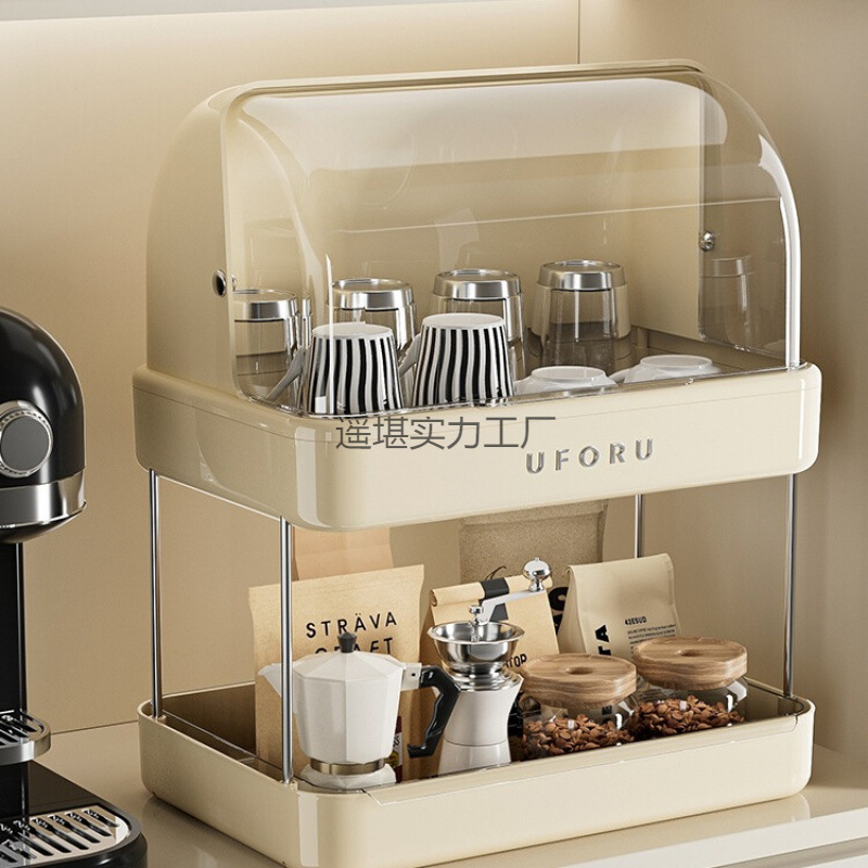 컵 보관함, 조리대, 가벼운 고급 데스크탑, 물컵, 찻잔을 위한 이중층, 방진 선반, 트레이, 배수 컵 홀더