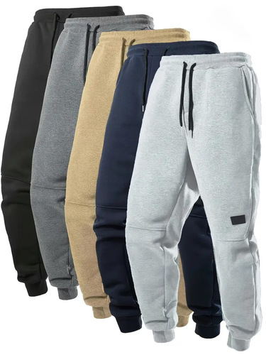 Cross-border European code men's fashionable padded legging tights with elastic waistband, thick running long pants for running loose and comfortable