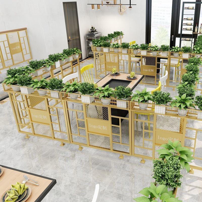 屏风花架商用铁艺办公室餐厅过道围栏火锅店卡座栅栏绿植装饰隔断|undefined