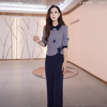 高级雪尼尔绒2025秋季新款减龄显瘦两件套气质洋气上衣裤子套装