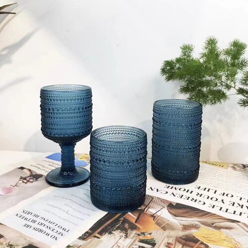 Bead point series glass water cup, tall cup, living room simple ins air-cooled drink cup, juice milk tea cup, retro wine set