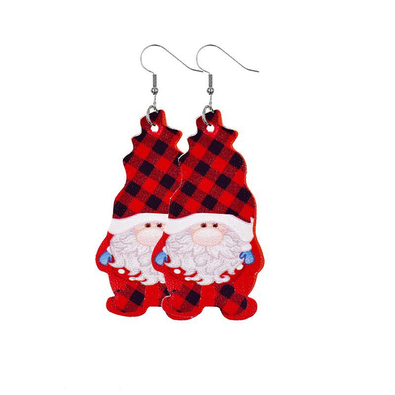 Party, Street Occasion Pu Leather Material 1 Pair Christmas Cartoon Style Santa Claus Pu Leather Drop Earrings