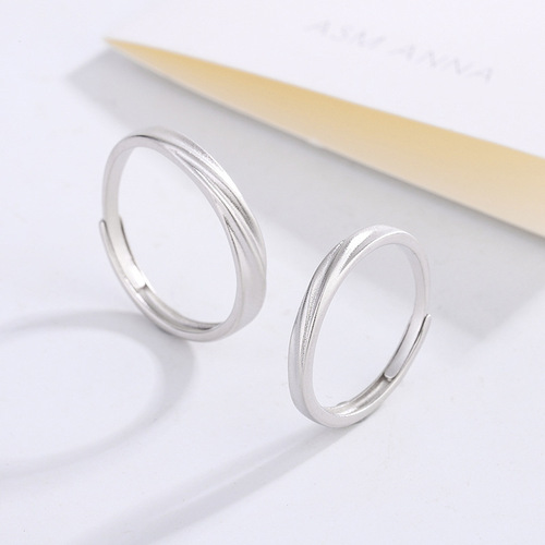 S925 sterling silver matte frosted texture couple rings for men and women, a pair of Mobius rings, student hand jewelry