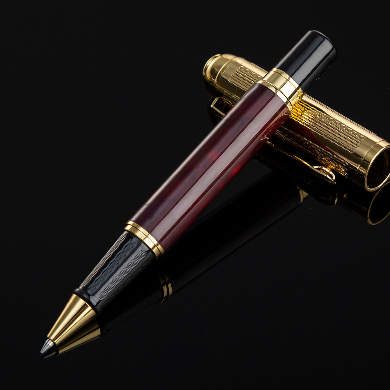 La firma de bolígrafo de metal de madera roja regalos de negocios de la empresa de regalos creativos logotipo de impresión de bolígrafo