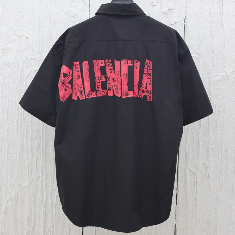 High version B home 25 new back red signature tape short sleeve shirt casual loose men's and women's shirts